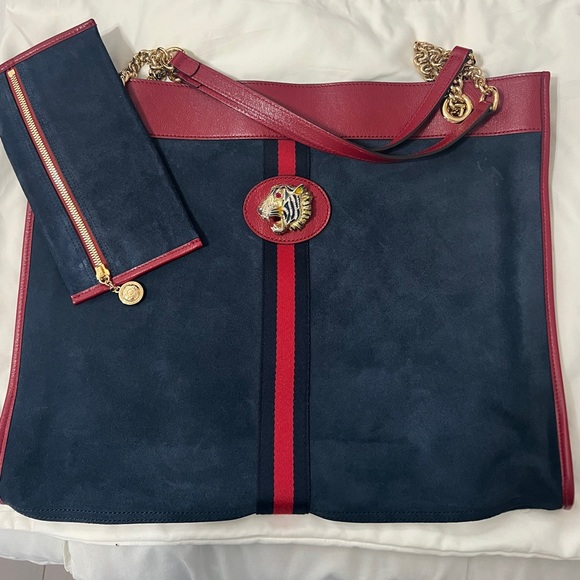 Gucci Suede Rajah Tote Bag - Picture 1 of 13